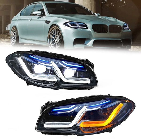 BMW 5 Series F10/F11 LED Headlights — G30 Style 2-Tone DRL (Pair)