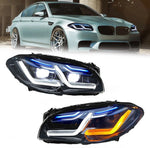 BMW 5 Series F10/F11 LED Headlights — G30 Style 2-Tone DRL (Pair)