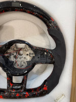 VW Audi Forged Carbon LED Steering Wheel - red stitching