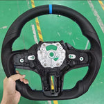 BMW Custom Leather Steering Wheel Blue - stitching detail