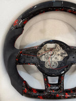 VW Audi Forged Carbon LED Steering Wheel - flat bottom