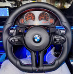 BMW F Series Flat Bottom Black Steering Wheel - leather detail